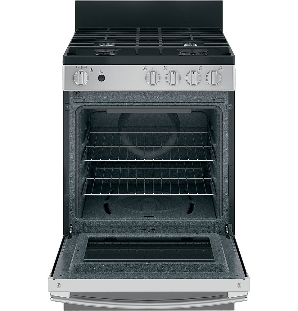 GE - 24 in. Wide 4 Burners 2.9 Cu. Ft. Freestanding Gas Range - Stainless Steel