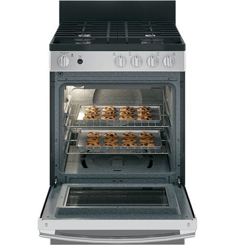 GE - 24 in. Wide 4 Burners 2.9 Cu. Ft. Freestanding Gas Range - Stainless Steel