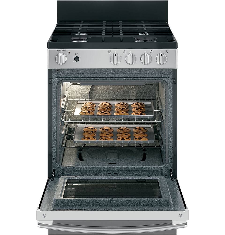 GE - 24 in. Wide 4 Burners 2.9 Cu. Ft. Freestanding Gas Range - Stainless Steel