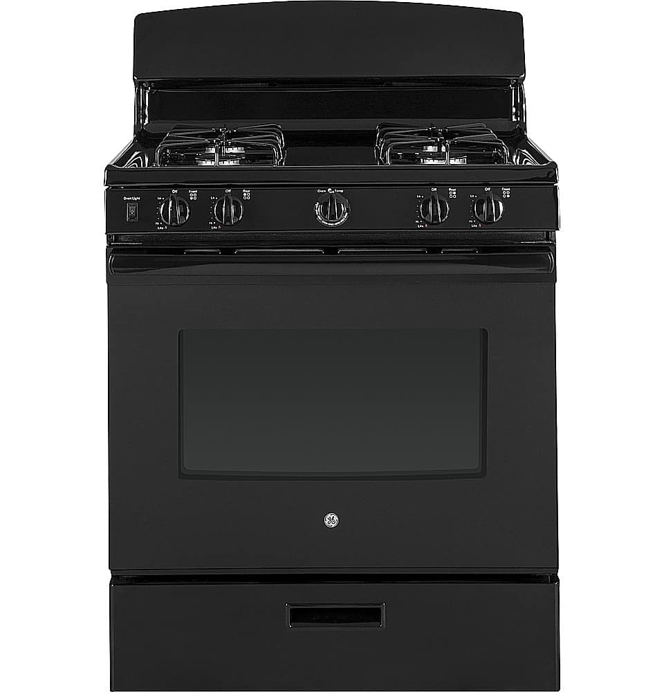 GE - 30 in. Wide 4 Burners 4.8 Cu. Ft. Freestanding Gas Range - Black