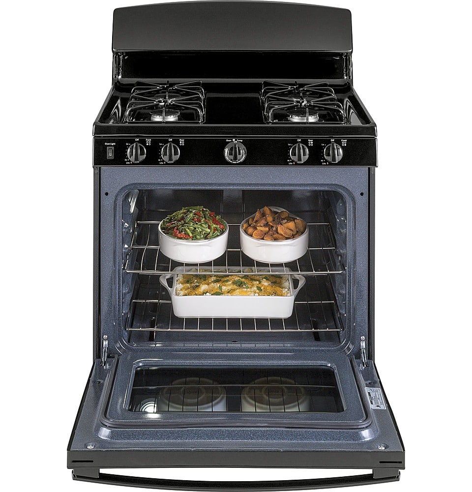 GE - 30 in. Wide 4 Burners 4.8 Cu. Ft. Freestanding Gas Range - Black