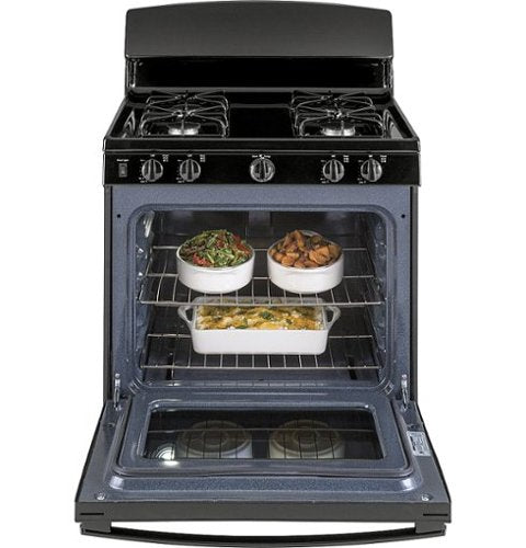 GE - 30 in. Wide 4 Burners 4.8 Cu. Ft. Freestanding Gas Range - Black