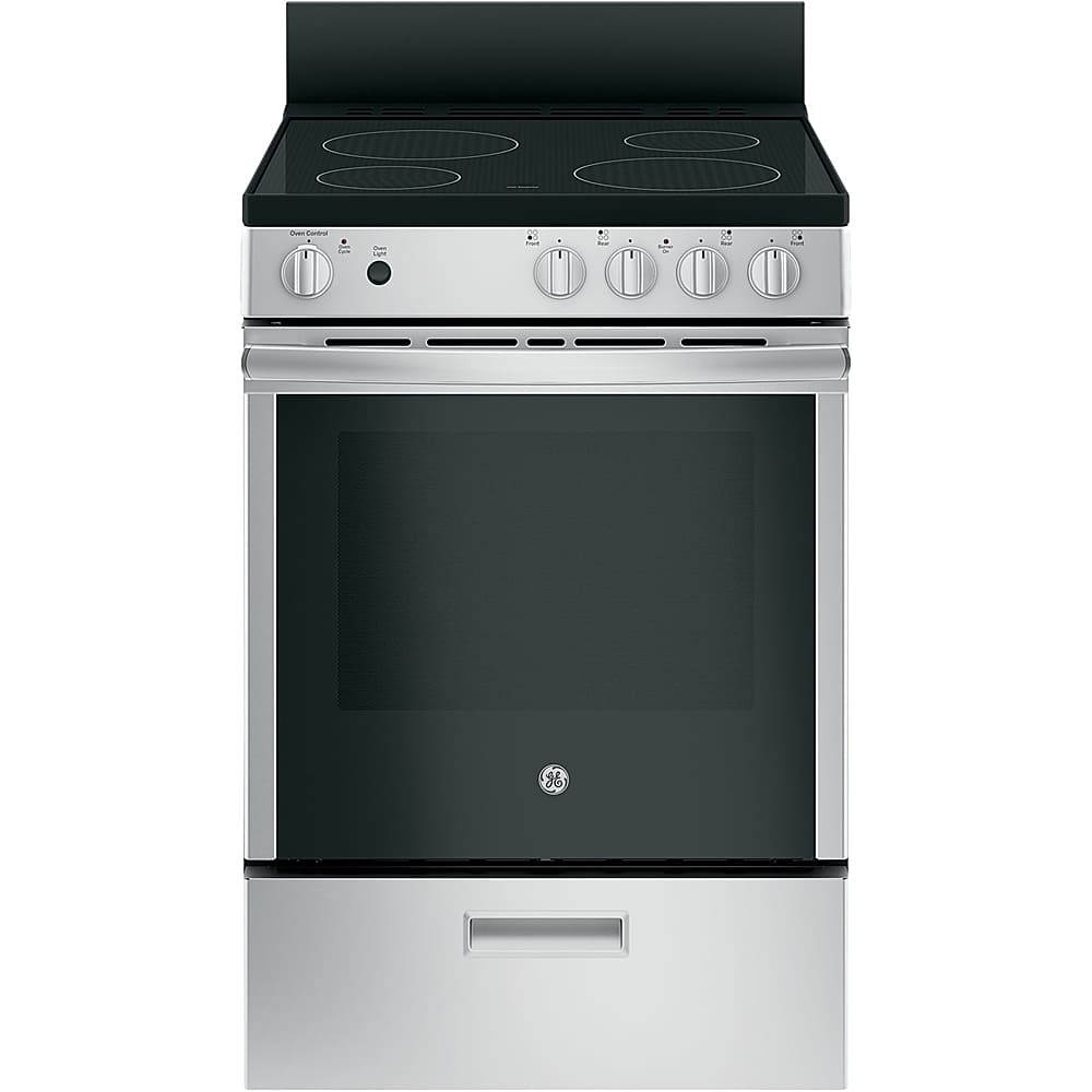 GE - 24 in. Wide 4 Elements 2.9 Cu. Ft. Freestanding Electric Range - Stainless Steel