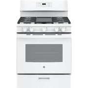 GE - 30 in. Wide 5 Burners 5.0 Cu. Ft. Freestanding Gas Range - White