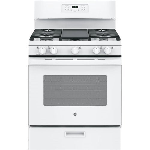 GE - 30 in. Wide 5 Burners 5.0 Cu. Ft. Freestanding Gas Range - White