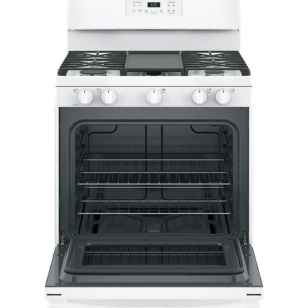 GE - 30 in. Wide 5 Burners 5.0 Cu. Ft. Freestanding Gas Range - White