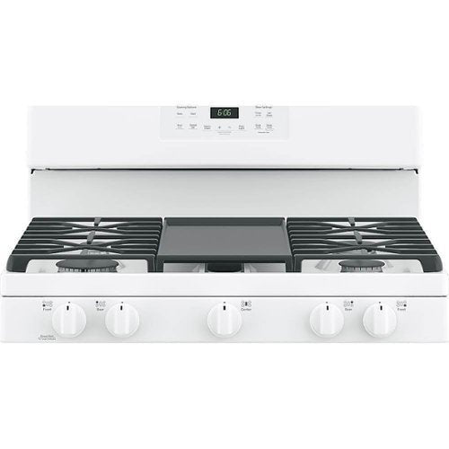 GE - 30 in. Wide 5 Burners 5.0 Cu. Ft. Freestanding Gas Range - White