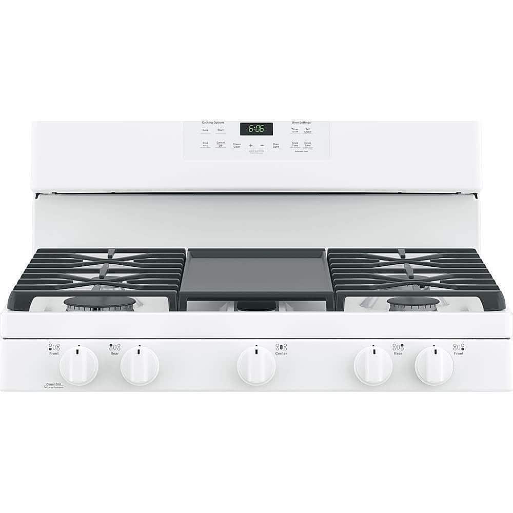 GE - 30 in. Wide 5 Burners 5.0 Cu. Ft. Freestanding Gas Range - White