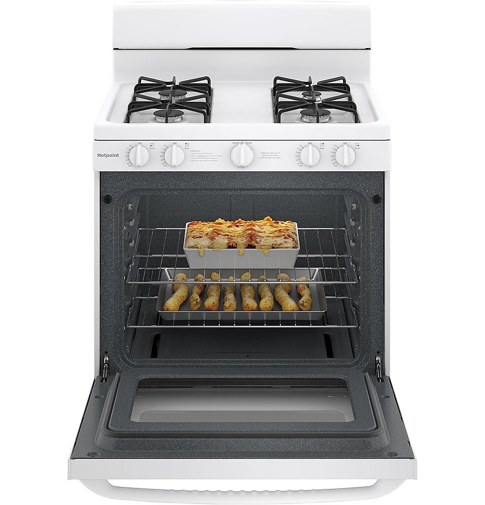 Hotpoint - 30 in. Wide 4 Burners 30 in. Wide 4 burner 4.8 Cu. Ft. Freestanding Gas Range - White
