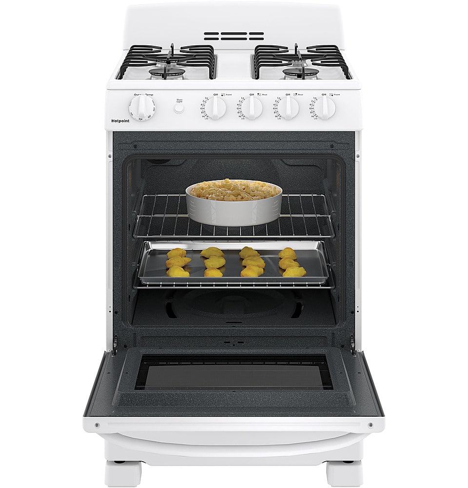 Hotpoint - 24 in. Wide 4 Burners 24 in. Wide 4 burner 2.9 Cu. Ft. Freestanding Gas Range - White