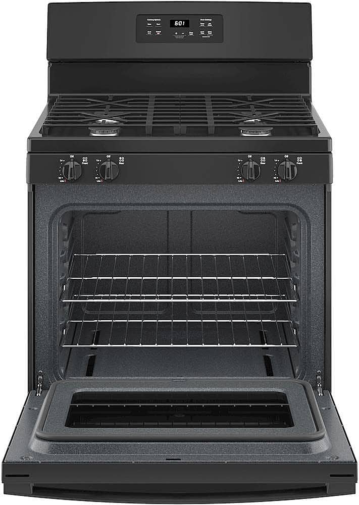 GE - 30 in. Wide 4 Burners 4.8 Cu. Ft. Freestanding Gas Range - Black