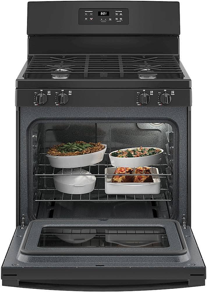 GE - 30 in. Wide 4 Burners 4.8 Cu. Ft. Freestanding Gas Range - Black