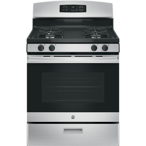 GE - 30 in. Wide 4 Burners 4.8 Cu. Ft. Freestanding Gas Range - Stainless Steel