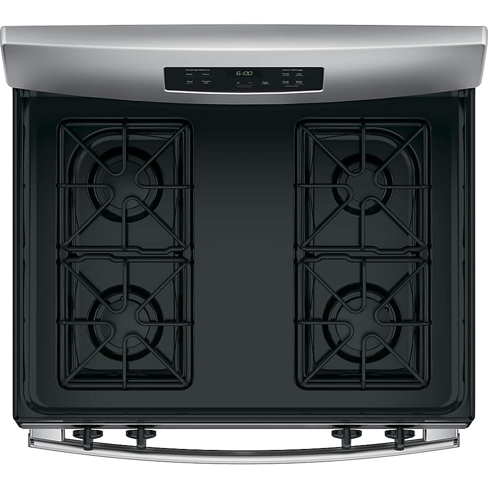 GE - 30 in. Wide 4 Burners 4.8 Cu. Ft. Freestanding Gas Range - Stainless Steel