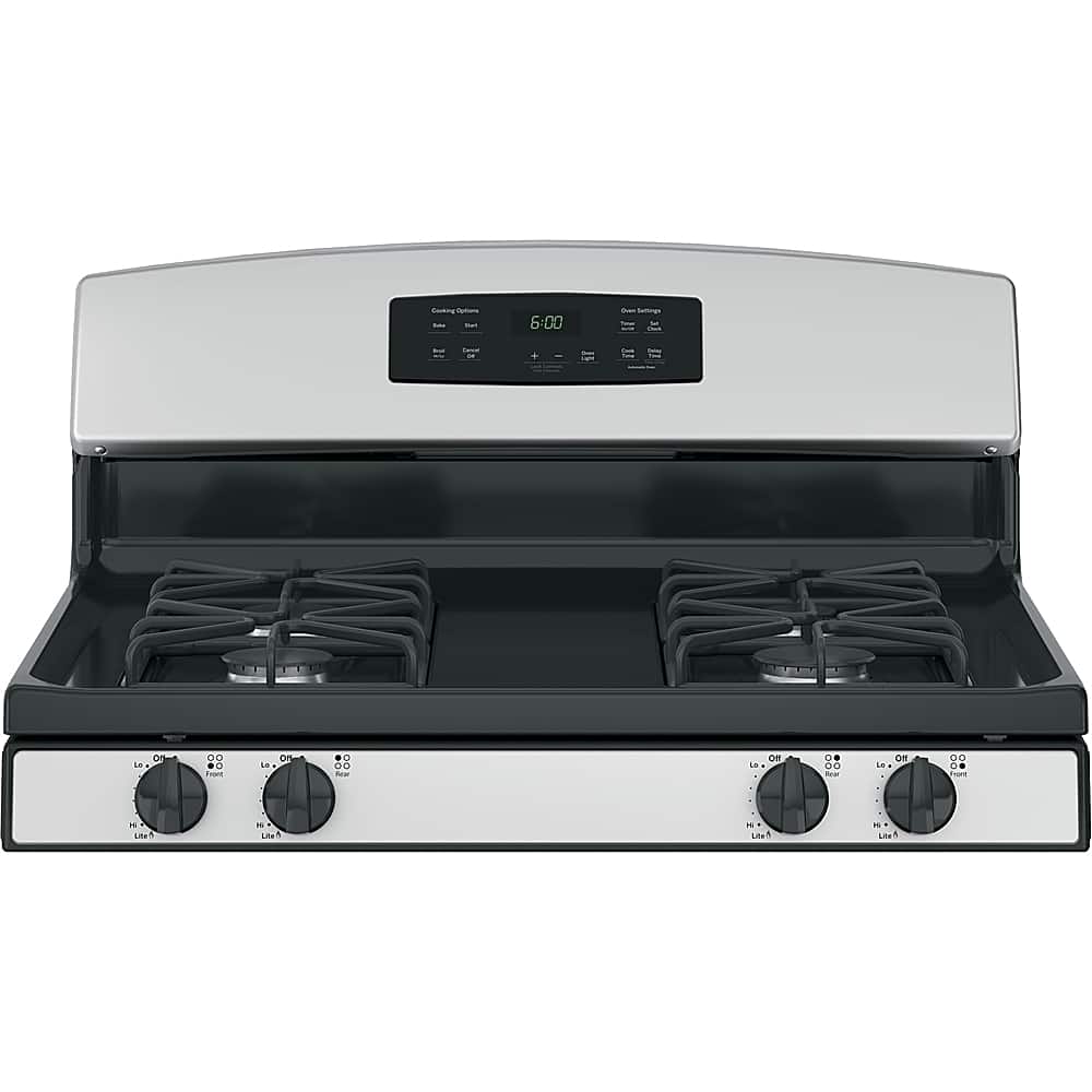 GE - 30 in. Wide 4 Burners 4.8 Cu. Ft. Freestanding Gas Range - Stainless Steel