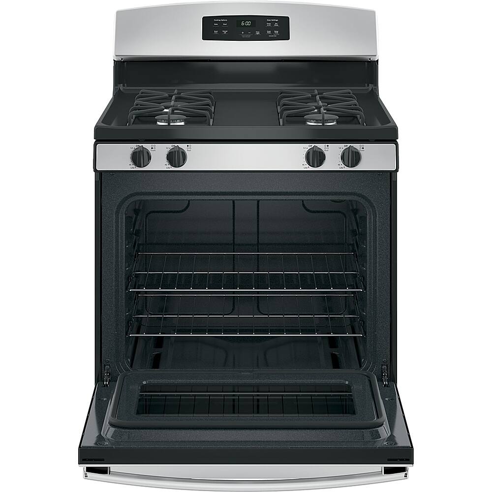 GE - 30 in. Wide 4 Burners 4.8 Cu. Ft. Freestanding Gas Range - Stainless Steel