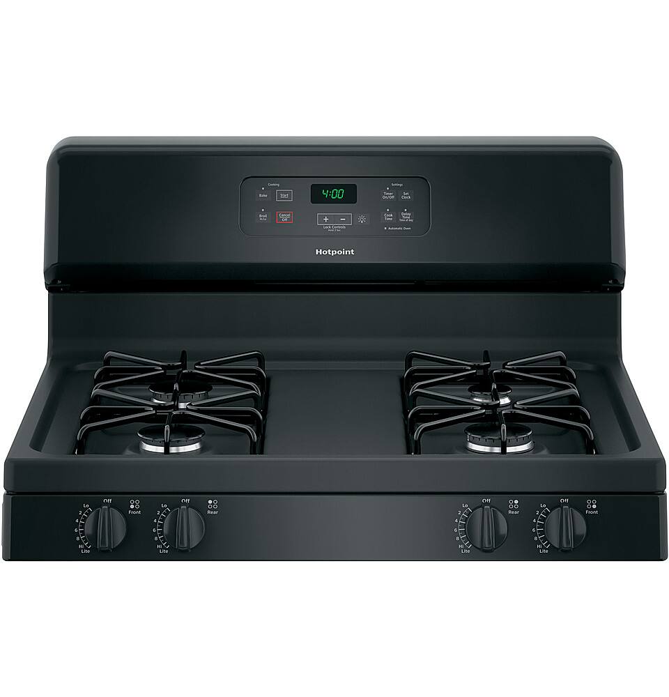 Hotpoint - 30 in. Wide 4 Burners 30 in. Wide 4 burner 4.8 Cu. Ft. Freestanding Gas Range - Black