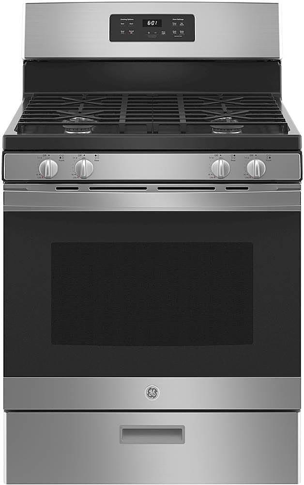 GE - 30 in. Wide 4 Burners 4.8 Cu. Ft. Freestanding Gas Range - Stainless Steel