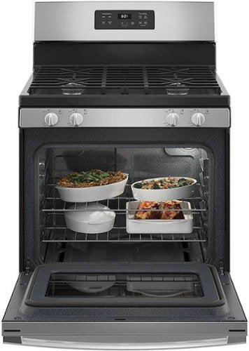 GE - 30 in. Wide 4 Burners 4.8 Cu. Ft. Freestanding Gas Range - Stainless Steel
