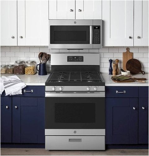 GE - 30 in. Wide 4 Burners 4.8 Cu. Ft. Freestanding Gas Range - Stainless Steel