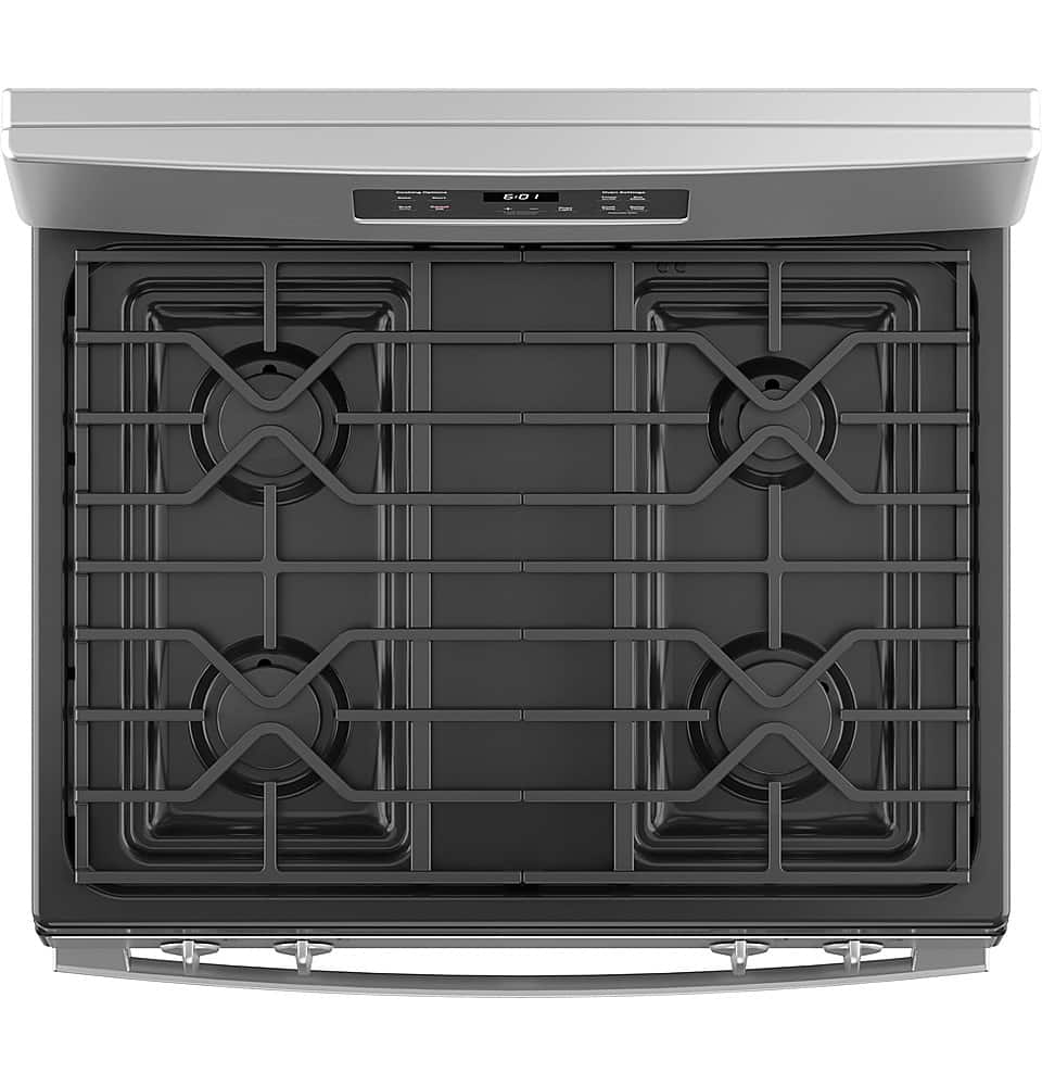 GE - 30 in. Wide 4 Burners 4.8 Cu. Ft. Freestanding Gas Range - Stainless Steel