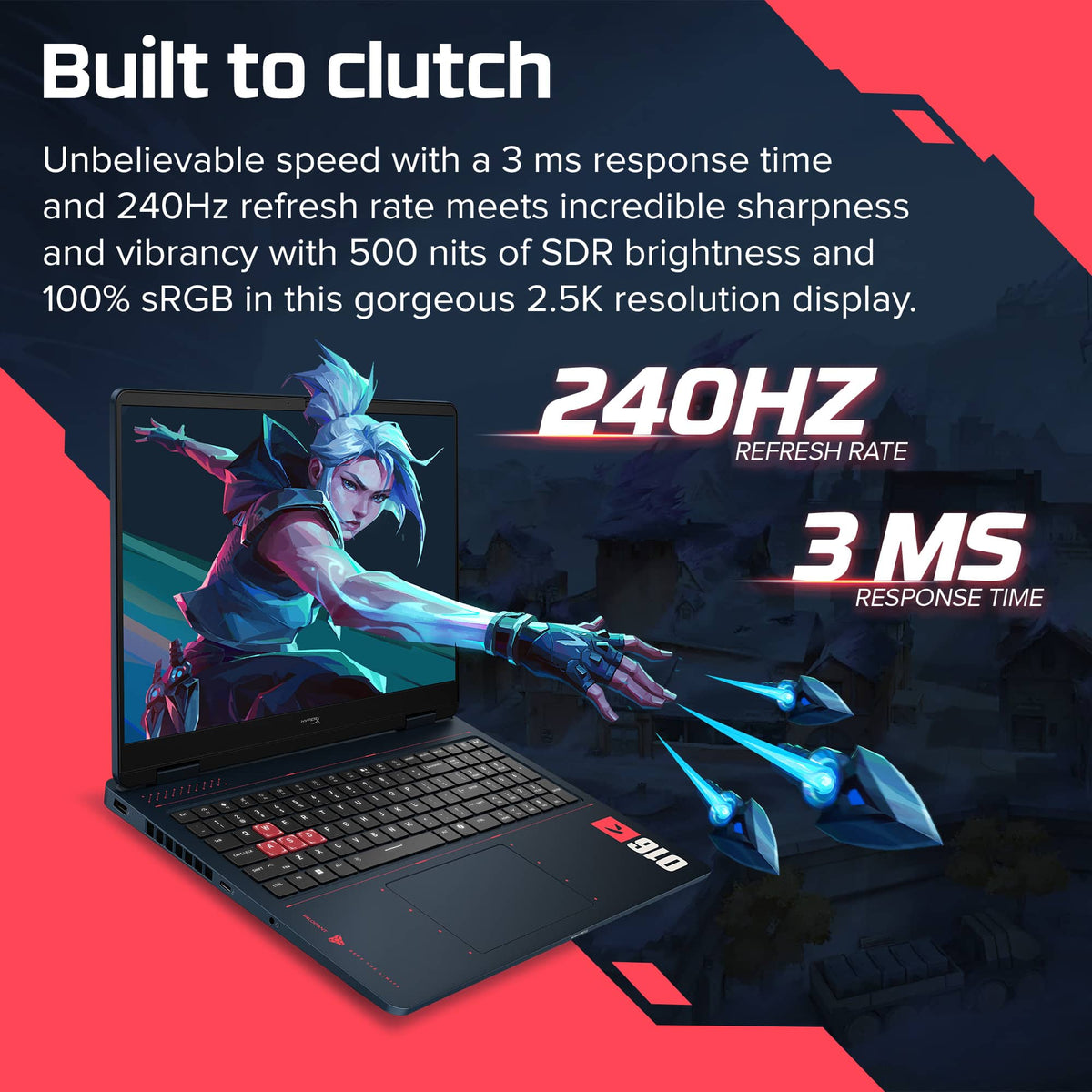 HyperX - HP OMEN 16" VALORANT Ltd Ed. 240Hz 2.5K Gaming Laptop - AMD Ryzen 9 2025 - 32GB RAM - NVIDIA GeForce RTX 5070 - 1TB SSD - RIOT Blue