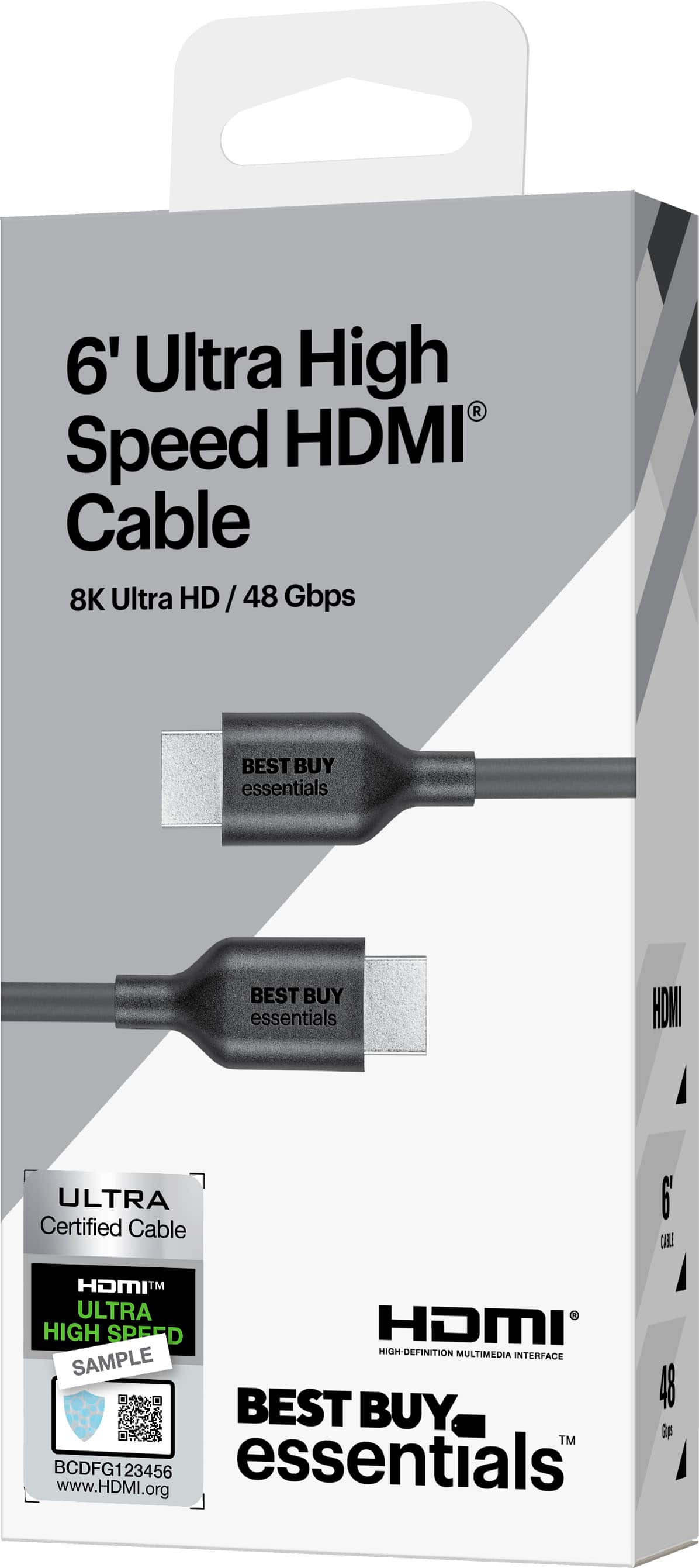 Best Buy essentials™ - 6' 8K Ultra High Speed HDMI 2.1 Certified Cable - Black