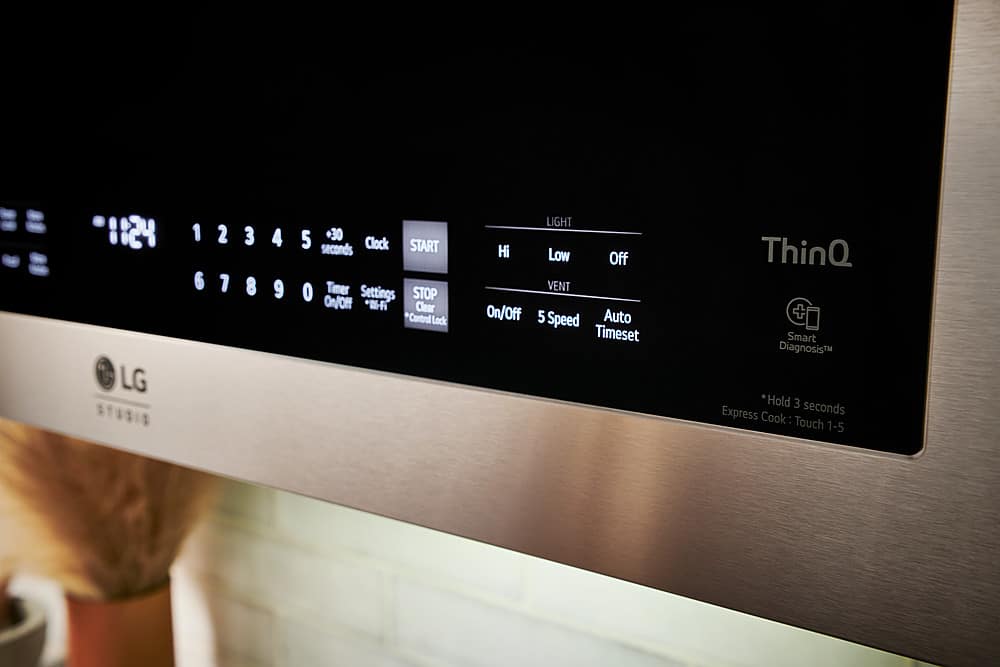 LG - STUDIO 1.7 Cu. Ft. Convection Over-the-Range Smart Microwave with Sensor Cooking and Air Fry - Stainless Steel