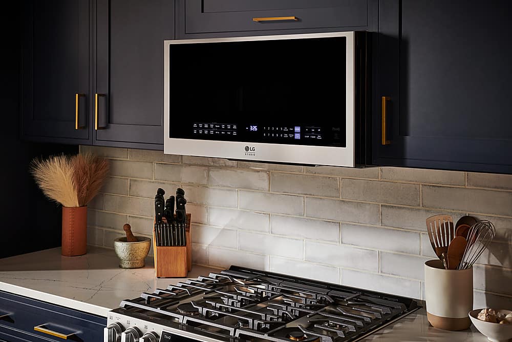 LG - STUDIO 1.7 Cu. Ft. Convection Over-the-Range Smart Microwave with Sensor Cooking and Air Fry - Stainless Steel