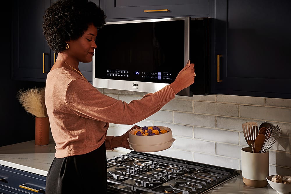LG - STUDIO 1.7 Cu. Ft. Convection Over-the-Range Smart Microwave with Sensor Cooking and Air Fry - Stainless Steel