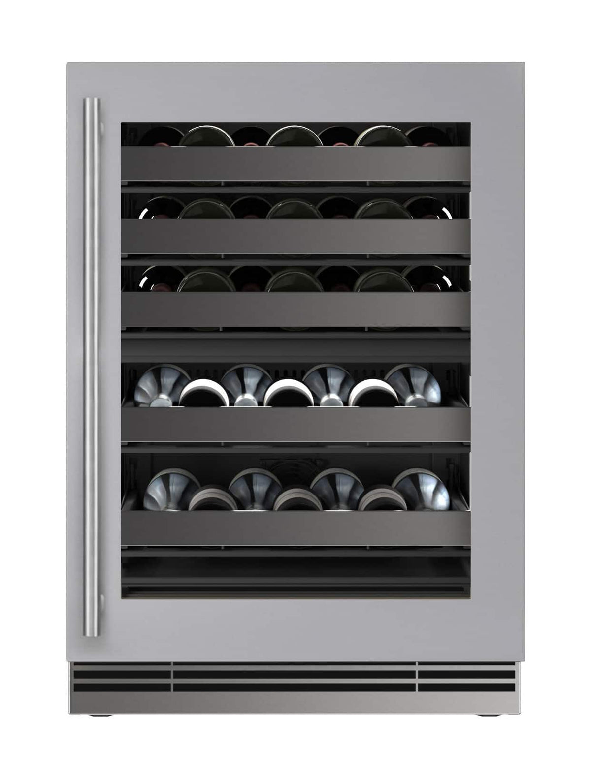 U-Line - 24"W. 5.1 Cu.Ft. Built-In Dual-Zone Wine Ref.- Frame w. Glass - Stainless Steel
