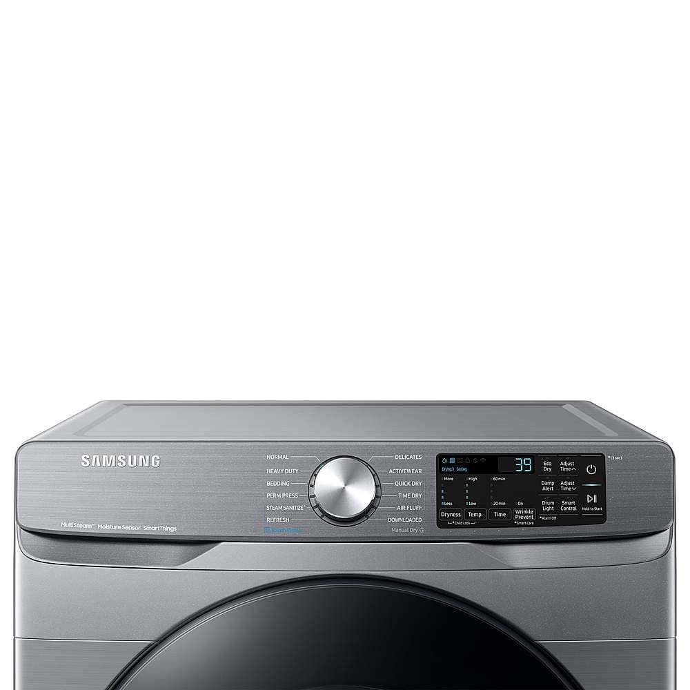 Samsung - 7.5 Cu. Ft. Stackable Smart Gas Dryer with Steam Sanitize+ - Platinum