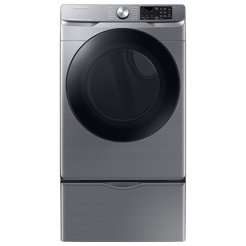 Samsung - 7.5 Cu. Ft. Stackable Smart Gas Dryer with Steam Sanitize+ - Platinum