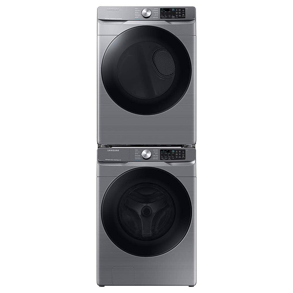 Samsung - 7.5 Cu. Ft. Stackable Smart Gas Dryer with Steam Sanitize+ - Platinum