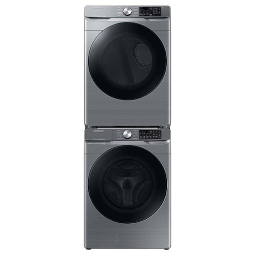 Samsung - 7.5 Cu. Ft. Stackable Smart Gas Dryer with Steam Sanitize+ - Platinum