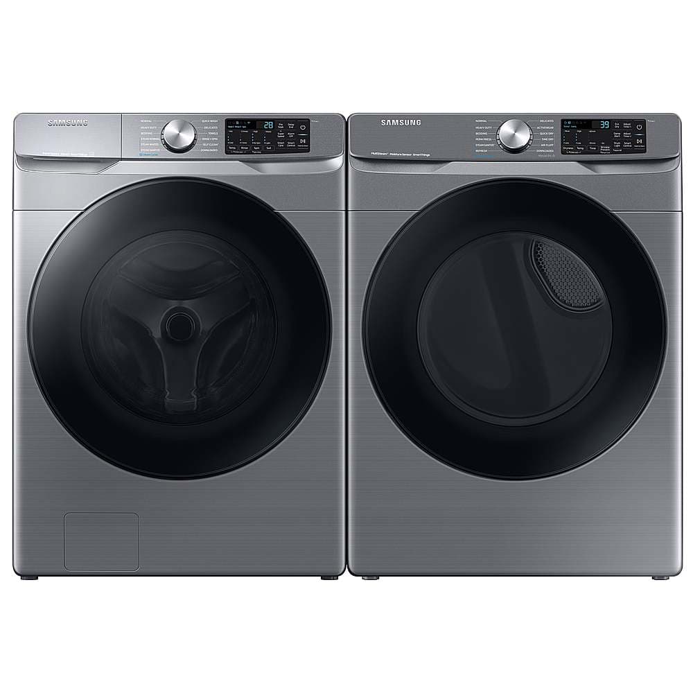 Samsung - 7.5 Cu. Ft. Stackable Smart Gas Dryer with Steam Sanitize+ - Platinum