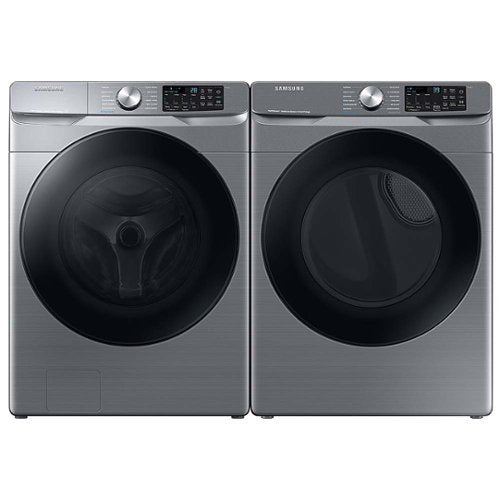 Samsung - 7.5 Cu. Ft. Stackable Smart Gas Dryer with Steam Sanitize+ - Platinum