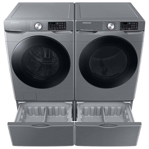 Samsung - 7.5 Cu. Ft. Stackable Smart Gas Dryer with Steam Sanitize+ - Platinum