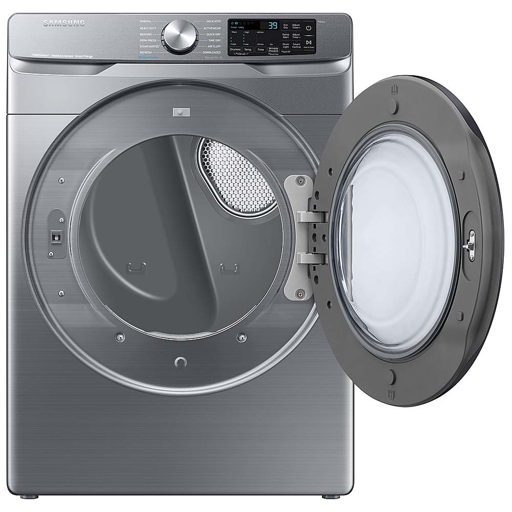 Samsung - 7.5 Cu. Ft. Stackable Smart Gas Dryer with Steam Sanitize+ - Platinum