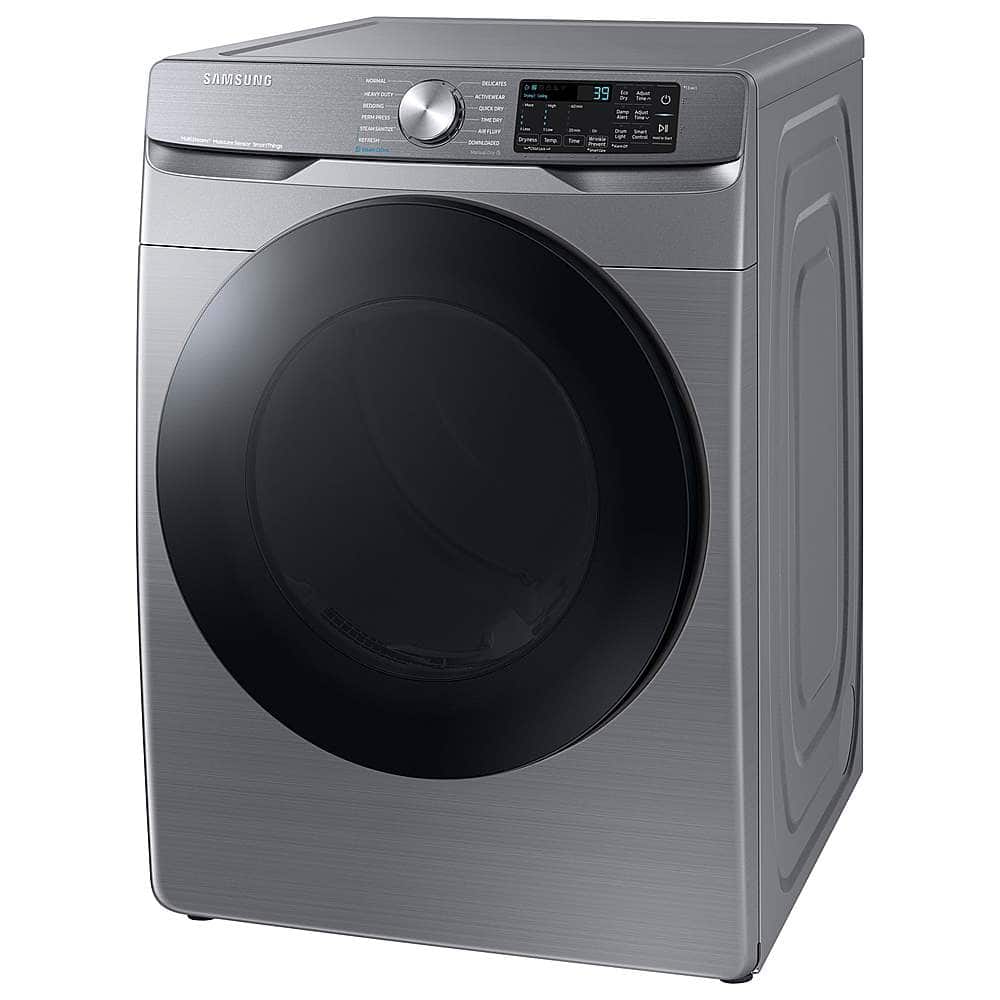 Samsung - 7.5 Cu. Ft. Stackable Smart Gas Dryer with Steam Sanitize+ - Platinum