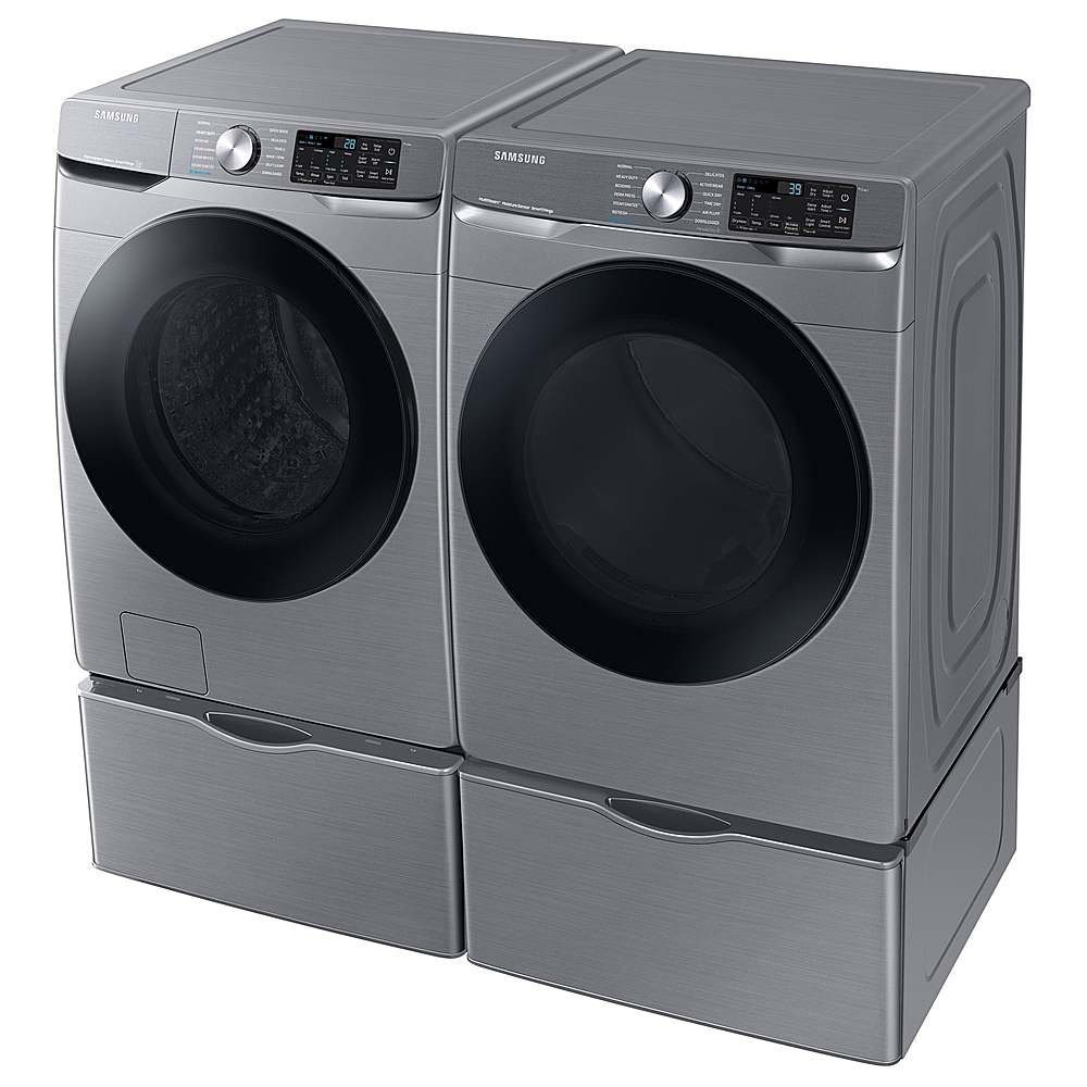 Samsung - 7.5 Cu. Ft. Stackable Smart Gas Dryer with Steam Sanitize+ - Platinum