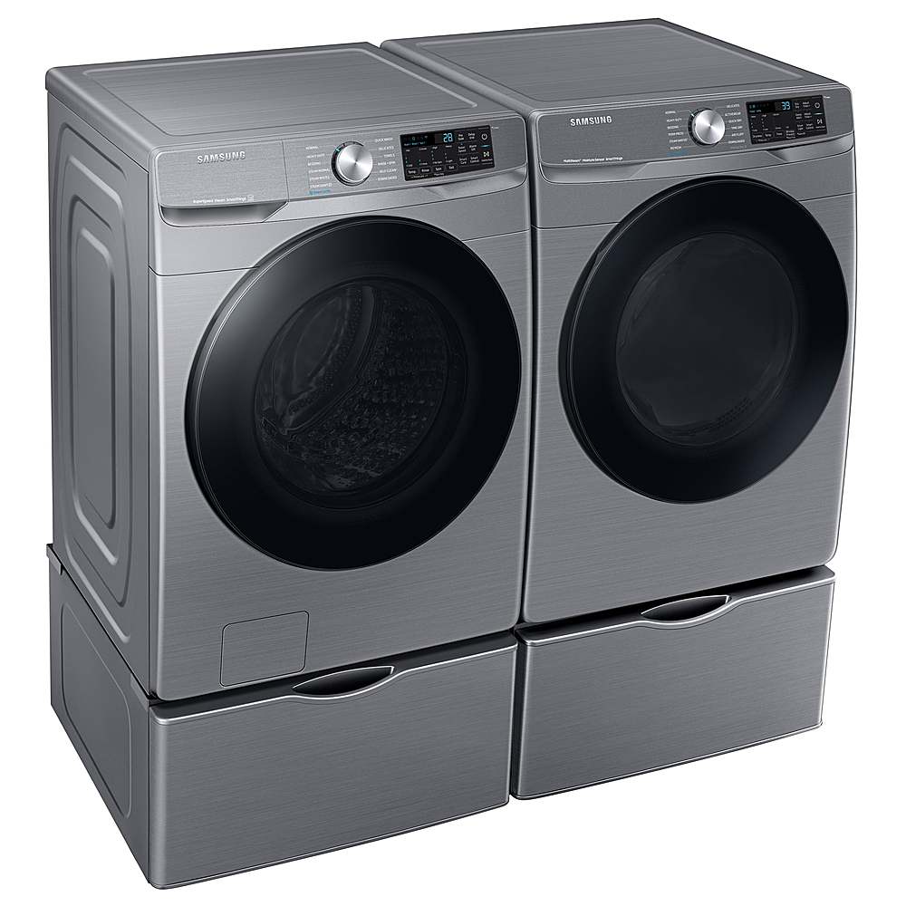 Samsung - 7.5 Cu. Ft. Stackable Smart Gas Dryer with Steam Sanitize+ - Platinum