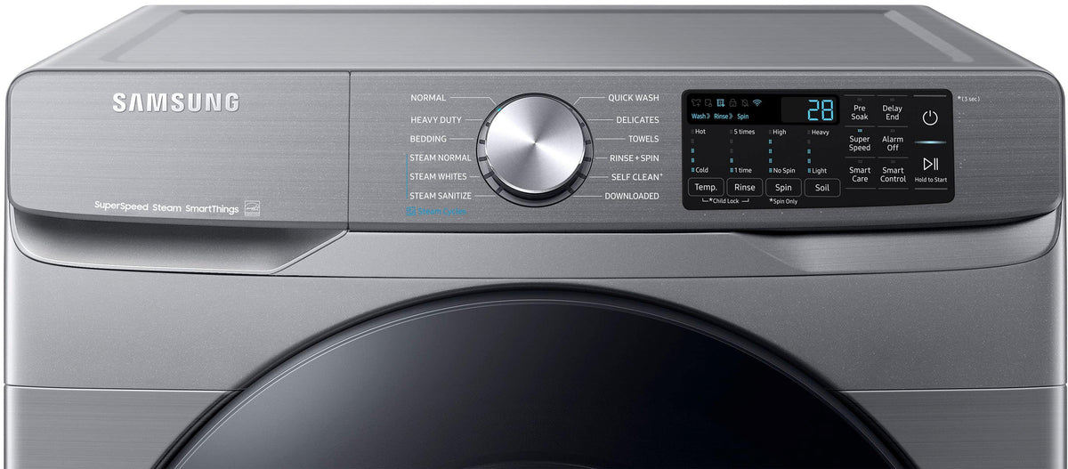 Samsung - 4.5 Cu. Ft. High-Efficiency Stackable Smart Front Load Washer with Steam and Super Speed Wash - Platinum
