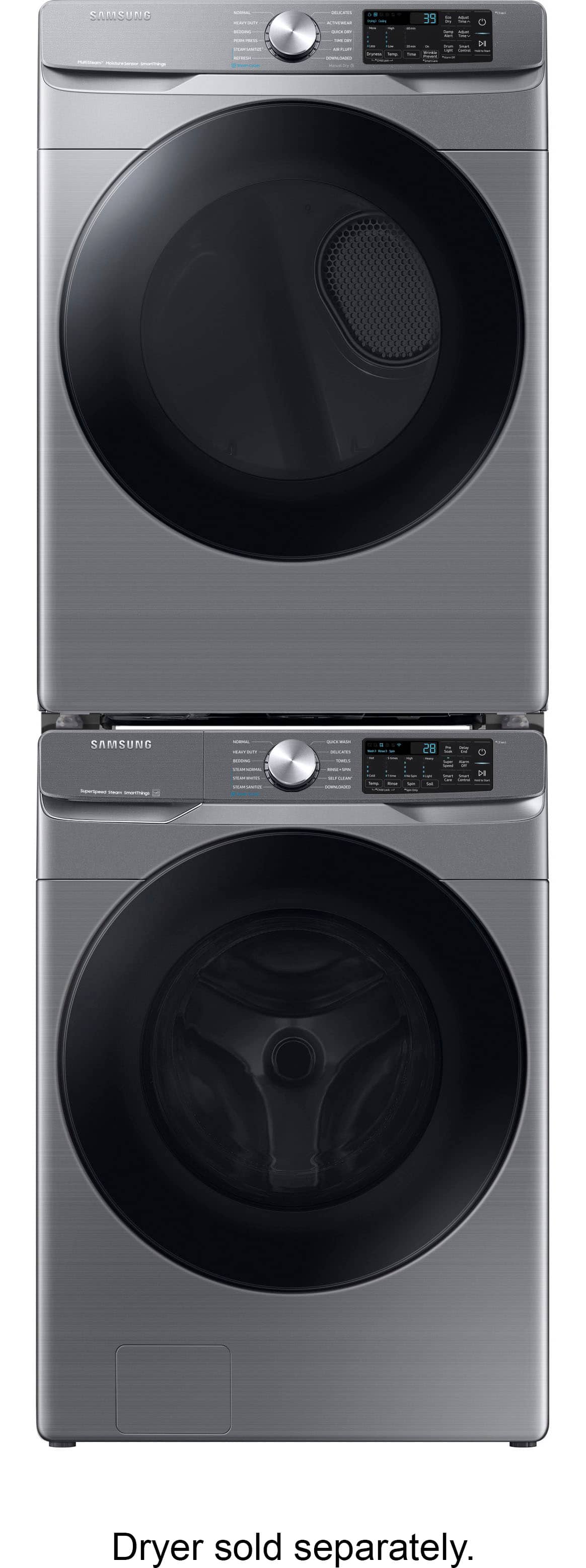 Samsung - 4.5 Cu. Ft. High-Efficiency Stackable Smart Front Load Washer with Steam and Super Speed Wash - Platinum