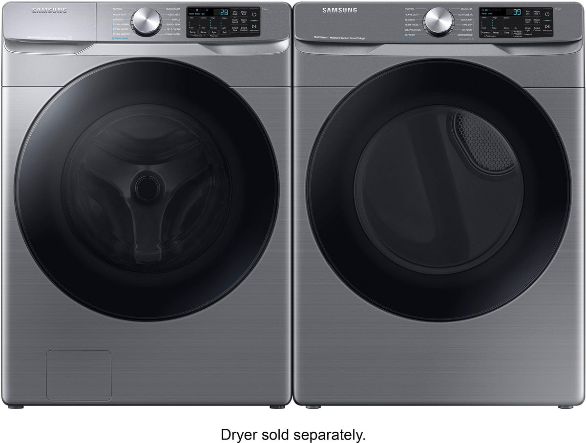 Samsung - 4.5 Cu. Ft. High-Efficiency Stackable Smart Front Load Washer with Steam and Super Speed Wash - Platinum