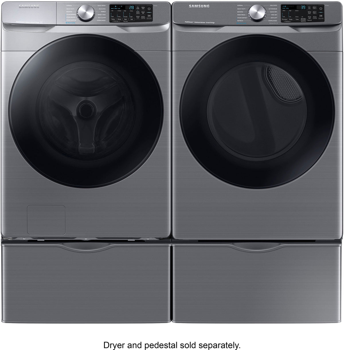 Samsung - 4.5 Cu. Ft. High-Efficiency Stackable Smart Front Load Washer with Steam and Super Speed Wash - Platinum