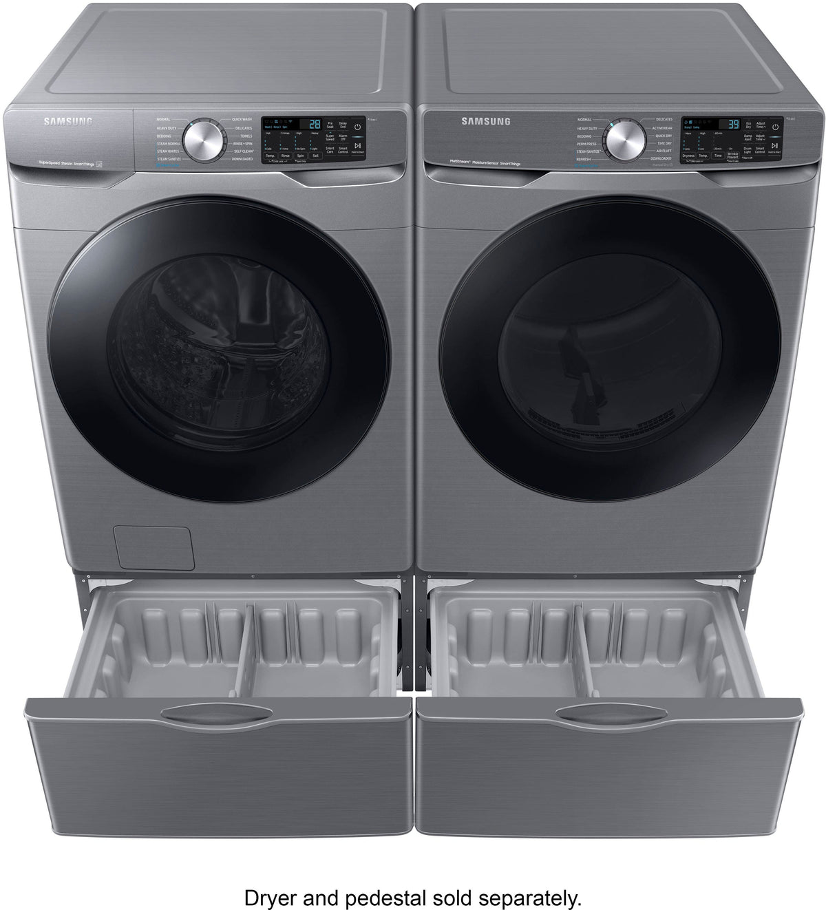 Samsung - 4.5 Cu. Ft. High-Efficiency Stackable Smart Front Load Washer with Steam and Super Speed Wash - Platinum