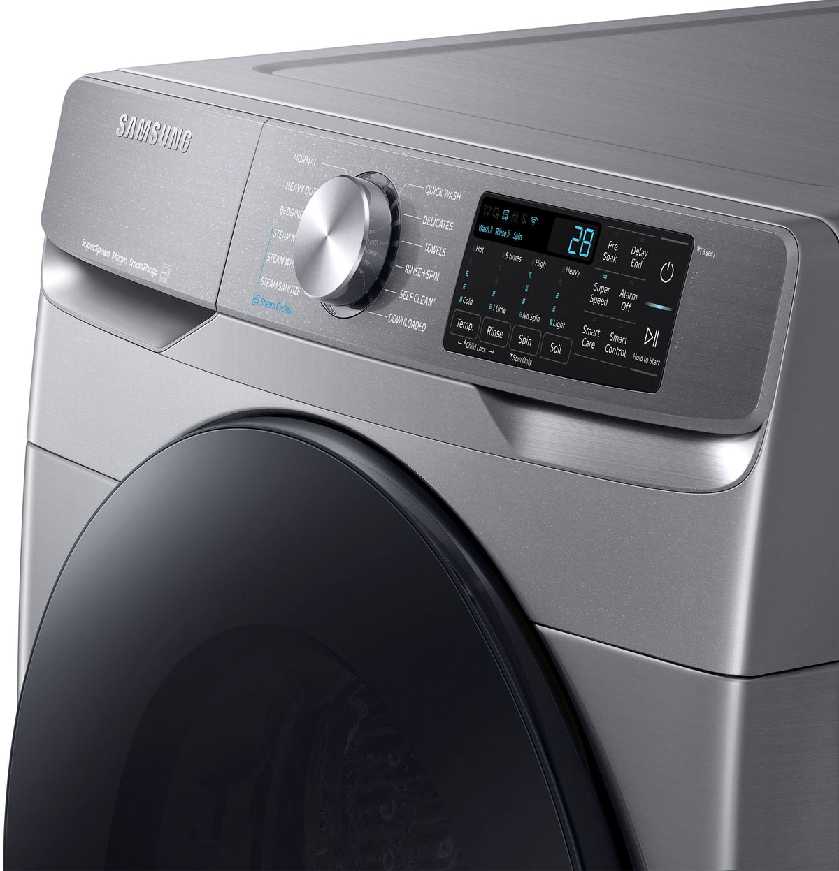 Samsung - 4.5 Cu. Ft. High-Efficiency Stackable Smart Front Load Washer with Steam and Super Speed Wash - Platinum
