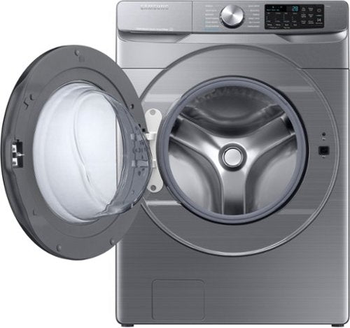 Samsung - 4.5 Cu. Ft. High-Efficiency Stackable Smart Front Load Washer with Steam and Super Speed Wash - Platinum