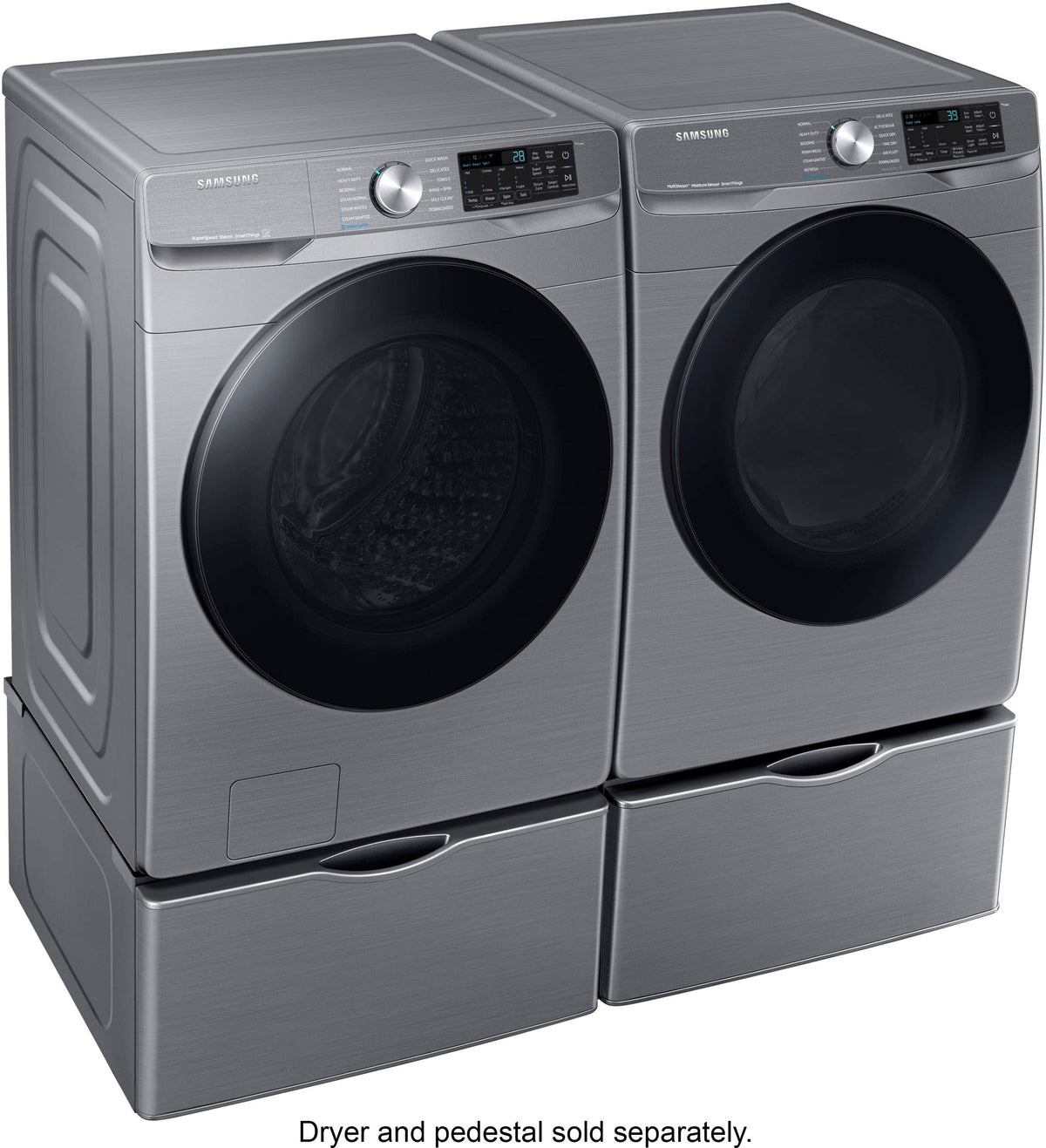 Samsung - 4.5 Cu. Ft. High-Efficiency Stackable Smart Front Load Washer with Steam and Super Speed Wash - Platinum